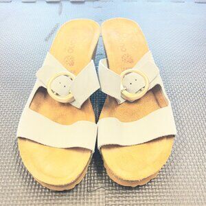 Lightweight Comfort Suede Buckle Sandals With Cork Footbed & Adjustable Strap